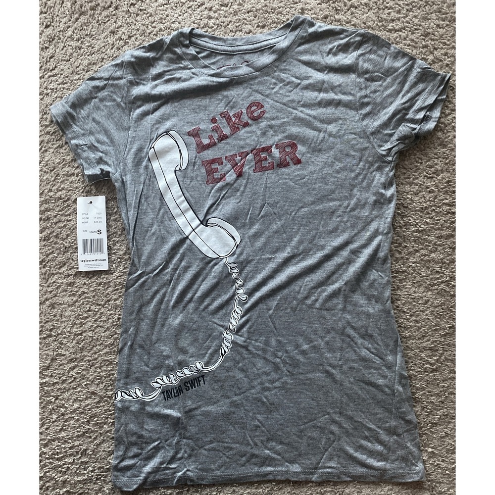 Taylor Swift T Shirt,‎ Youth Small, Like Ever, 2012, T025, Telephone, Grey